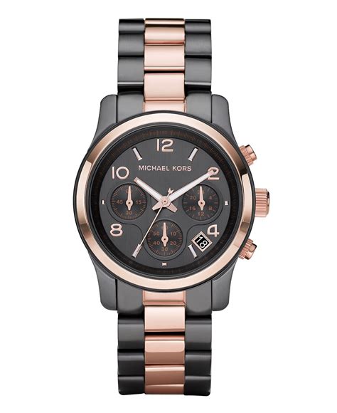 michael kors schwarz gold uhr|michael kors rose gold watch.